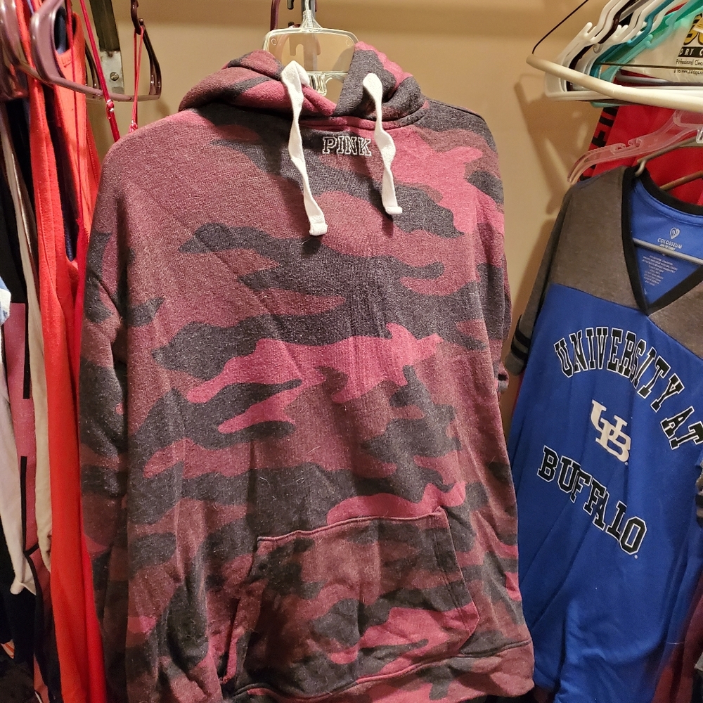 PINK Camo Hoodie with Sherpa Hood